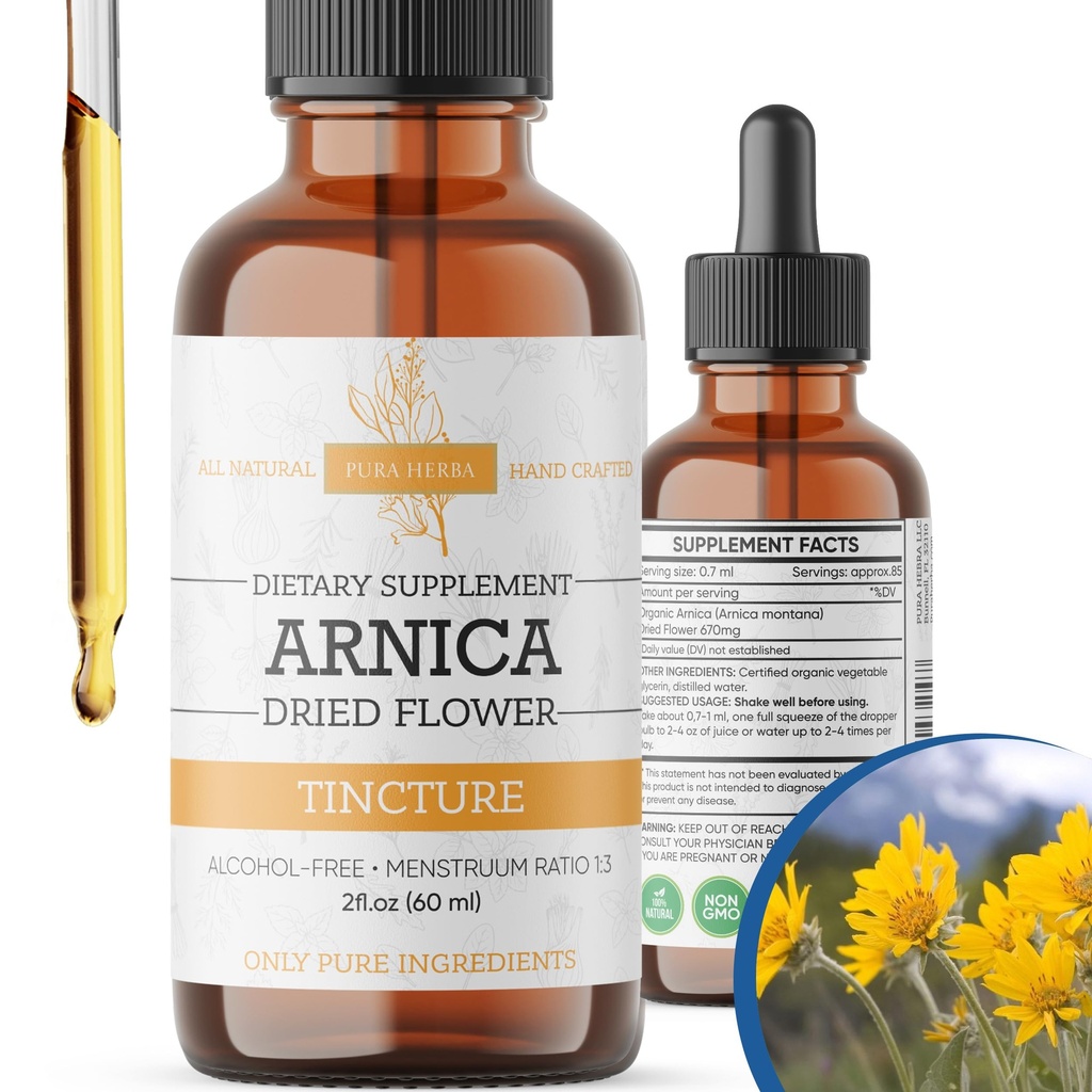 Arnica Liquid Extract - Alkol Özgür, Vegan, Destekler Kas Kurtarma ve Ortak Konfor, Hızlı-Absorbing Tincture, ABD'de Yapıldı - 2 Fl Oz