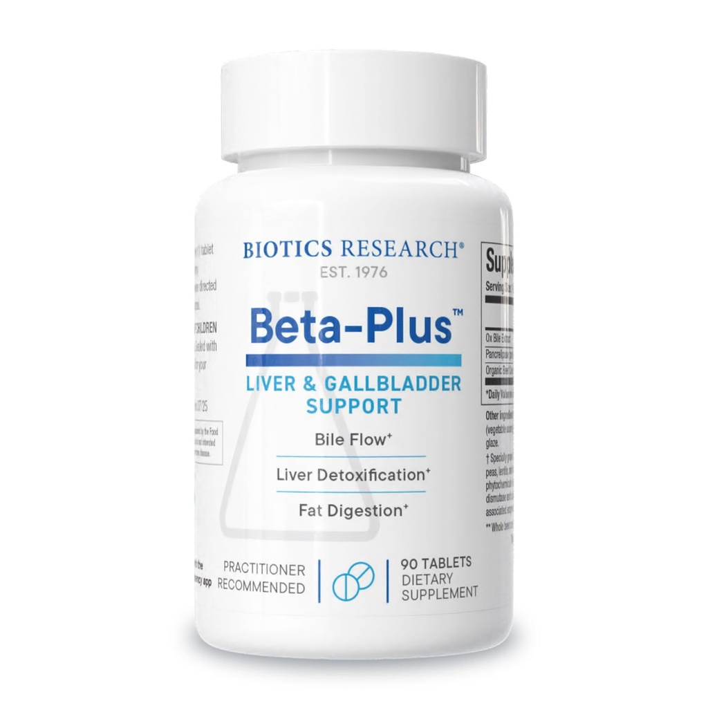 Biotics Araştırma Beta-PlusTM Beslenme Ox Bile Salts Kongestive Enzymes Supplement for Bile Production for No Gallbladder- Supports General Liver Function, Aids Fat Digestion, Materials Betaine 90 Tabs