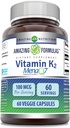 Amazing Formulas Vitamin K2 Menaq7 MK7 Supplement | 100 Mcg | Veggie Capsules | Non-GMO | Gluten Free | Made in USA (1 Pack, 60) Count