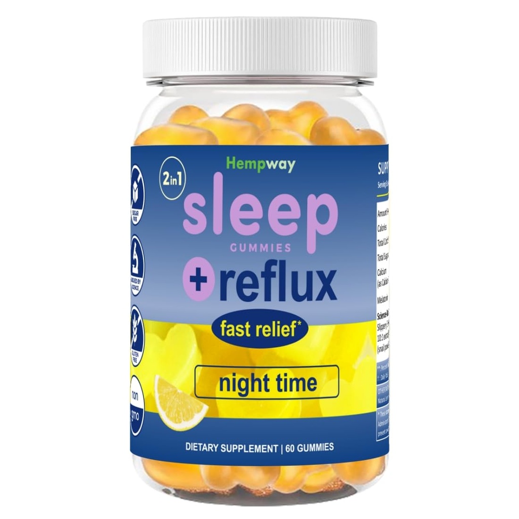 Reflux Raft Antacid Gummies | Hızlı Acting | 2 in 1 Sleep and Acid Reflux Relief Nighttime | klinik olarak Studi Malzemeler| Non-GMO Gluten Free Sugar Free | Lemon 60 Vegan Gummies