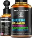 Saç Büyüme Kadın ve Erkekler 1000006 | Biotin ve Collagen Supplements with Saw Palmetto & Hyaluronic Acid | Biotin Drops for Hair Growth with Vitamin D3 for Hair Skin and Nails