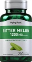 Piping Rock Bitter Melon Capsules 1200 mg | 200 Kont | Momordica Charantia | Interd Extract | Herbal Supplement | Non-GMO, Gluten Free
