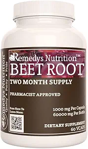 Remedy'nin beslenme Beet Root | 1000 mg, 60 Vegan Capsules Herbal Diyetsel Supplement | İki Ay Supply