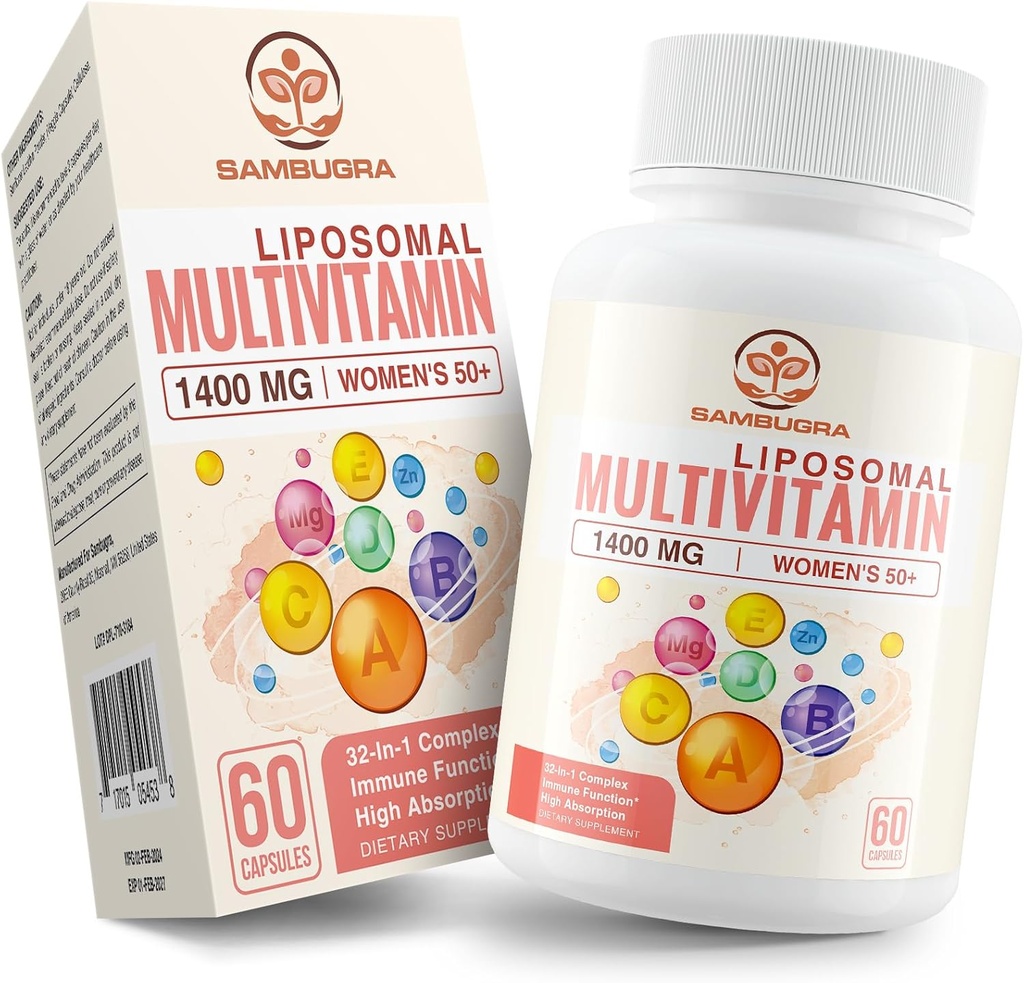 Liposomal Multivitamin for Women 50+ - Women Daily Multivitamin with 32 Ingredients, CoQ10, Vitamins C, B, D, E for Cardioagean & Bone Health Support - Iron-Free (60 Κάψουλες)