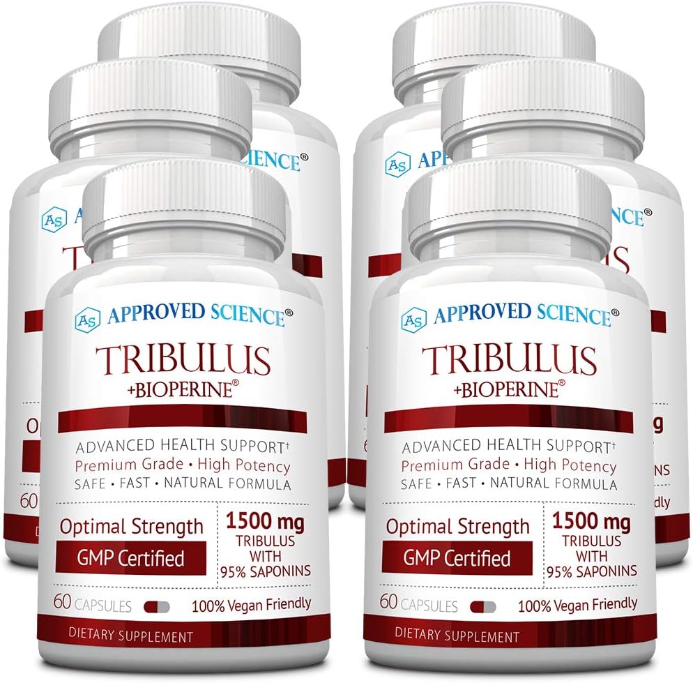 Εγκεκριμένη επιστήμη Tribulus Terrestris - 360 κάψουλες - Ενισχύει την τεστοστερόνη, ενισχύει την αθλητική απόδοση, υποστηρίζει την ανάπτυξη των μυών και την επισκευή - 95% Φουροστανόλη Σαπωνίνες - Bioperine - Vegan - 6 μπουκάλια