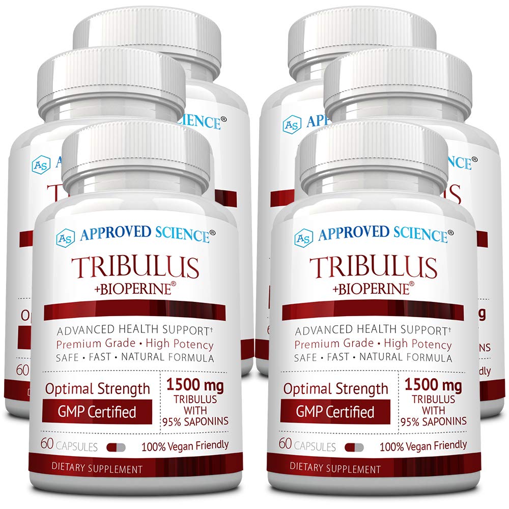 Onaylanmış Bilim Tribulus Terrestris - 360 Capsules - Boosts testosteron, Advanceds Athletic Performance, Supports Kas Büyüme ve Onarım -% 95 Furostanol Saponins - Bioperine - Vegan - 6 Şişeler -