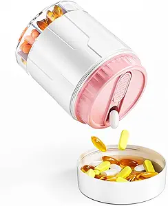 Odaro Extra Large Pill Organizer, Travel Pill Box Organizer, Daily Medicine Organizer και Αποθήκευση 7 Διαμέρισμα για να κρατήσει ιατρική, βιταμίνη και συμπλήρωμα - Μωβ