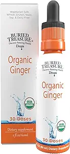 Buried Treasure Ginger Drops - Organik Ginger Root for Digestive Support, Upset Stomach Settle Drops, No Sugar, Alkol Free, Versatile Use for Ginger Tea or Direct Beauty, 30 Servisler