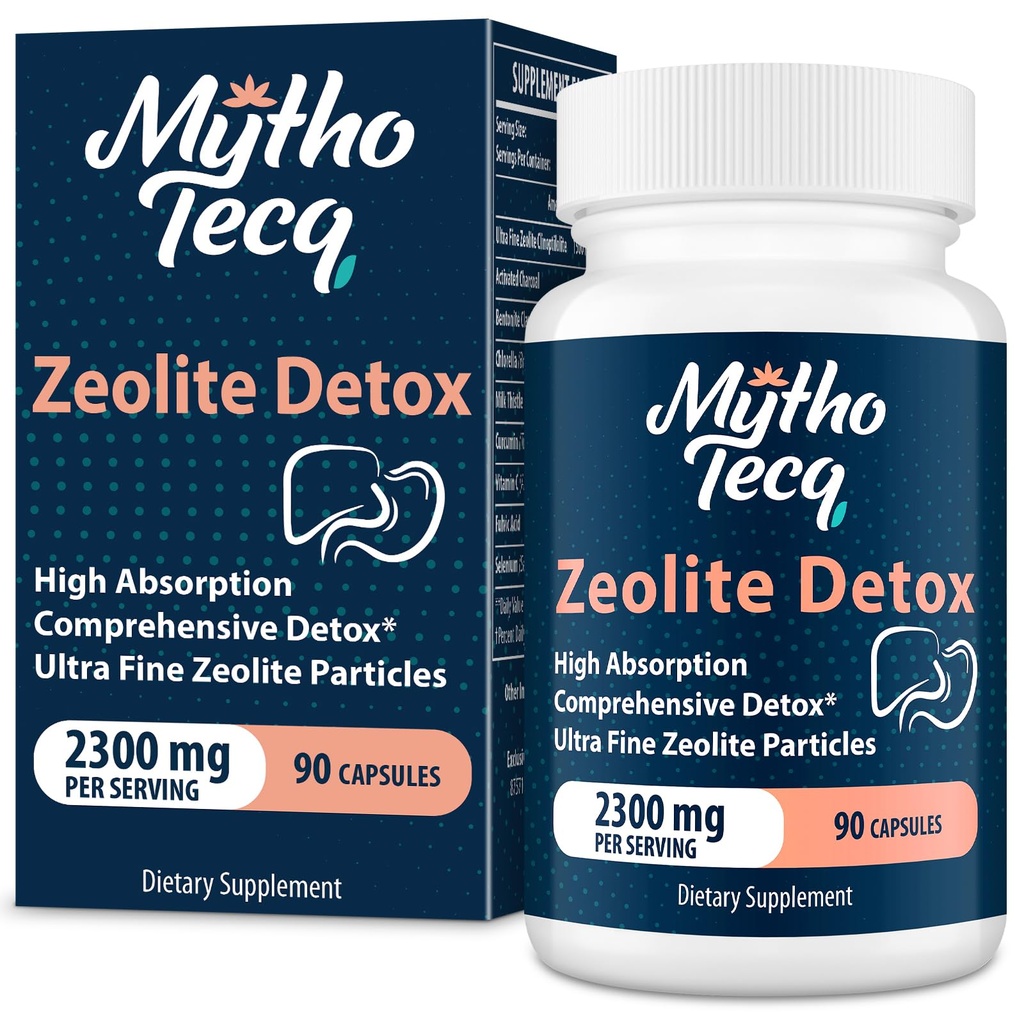 2300 MG Zeolite Detox Κάψουλες - Ενεργοποιημένος άργιλος καρβουνιού & Μπεντονίτη, Πολύ Απορροφήσιμος Πλήρης Σώμα, Ήπαρ & Gut Cleanse, Zeolite Clinoptilite(90 Κάψουλες)
