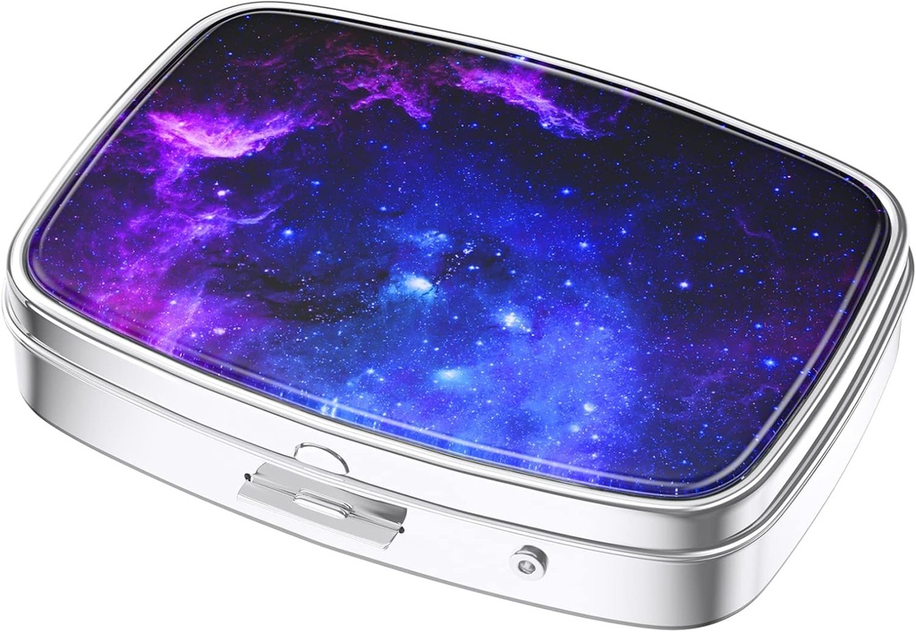 Nipichsha Pill Box, Little Pill Case for Purse & Pocket, Cute Travel Medicine Organizer, Portry Night Oil & Supplements, Starry Night