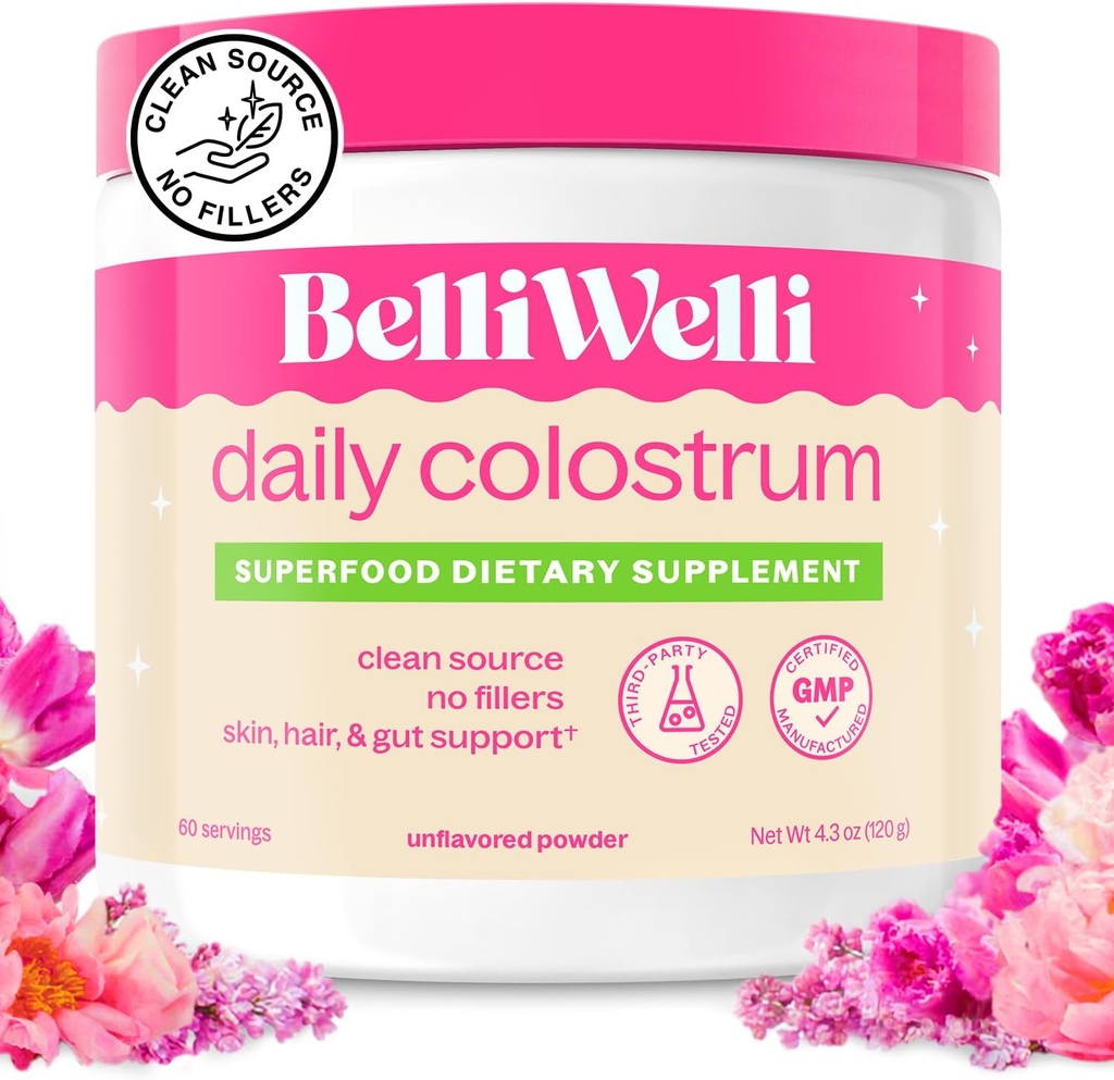 Belli Welli Premium Bovine Colostrum Toz | Organik, Grass-Fed | Yüksek Potency | Gut Health, Immune & Skin Support | Superfood Supplement for Yetişkinler (60 Hizmet)
