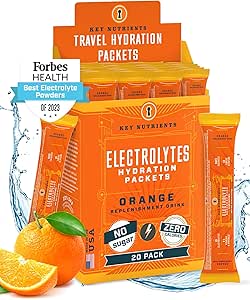 KEY NUTRIENTS Electrolytes Toz Paketleri 20 Pack - No Sugar, Delicious Tangy Orange, Hydration Packets with Electrolyte Toz Mixets - Zero Calories