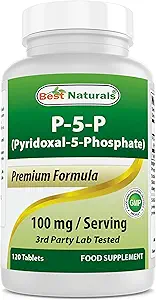 En İyi Doğal P5P Vitamin B6 (Pyridoxal 5 Phosphate) 100 mg/Serving - 120 Tablet - B6 Aktif bir Form.