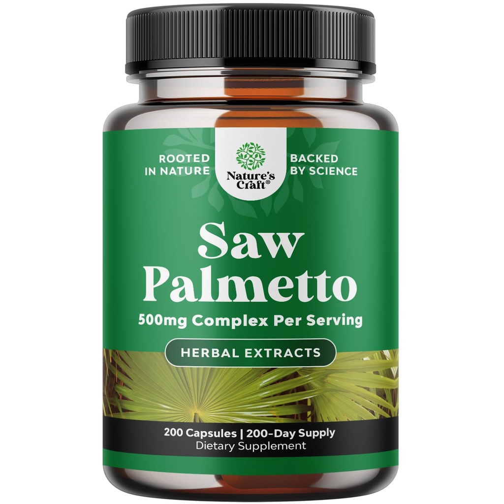 Ekstra Kuvvetli Saw Palmetto Ekstra - Saç Sağlığı ve Urinary Support with Plant Sterols & Flavonoids - Potent Herbal Supplement with 500 mg per Service - 200 Capsules
