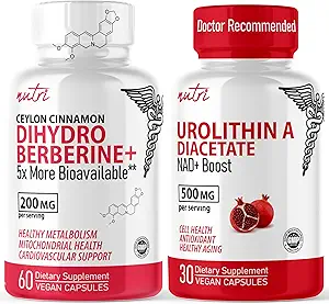 Nature's Fusions Nutri Dihydroberberine (60 Κάψουλες) & Ουρολιθίνη A Dioxic 500mg συμπλήρωμα ενισχυτή ενέργειας