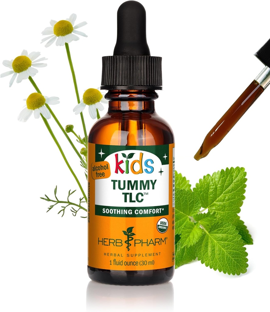 Herb Pharm Kids sertifikalı-Organic alkol-Free Tummy TLC Liquid Herbal Formula, 1 Ounce (FKTUM01)