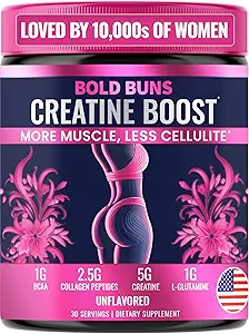 Kadınlar için Kreagen & BCAA ile Kreatin - Destekler Kas Gelişimi, Post-Workout Recovery, Skin Elasticity, Sağlıklı Saç ve Çiçeği | Unflavored – 30 Hizmet