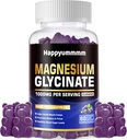 Magnezyum Glycinate Gummies 1000 mg - Sugar Free Magnezyum Pids Supplement with Vitamin D, B6, CoQ10 For Calm Mood & Sleep Support - 60 Blueberry Gummies