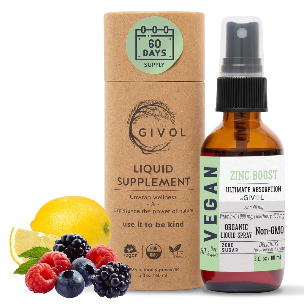 Organik ZINC Boost Mist 40 mg (Extra Strength) - Sugar Free with Vit C and Elderberry Ekstraksiyon - Çocuklar ve Yetişkinler için Vegan Sıvı Kombinasyon - Easy Abors - Non-GMO - (60 ml) 60 Days Supply