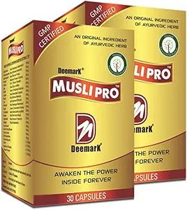 Deemark Musli Pro 60 Capsules for Strength, Stamina & Power | 100% Ayurvedic | İyileştirmeler Immunity | Stresleri Azaltıyor