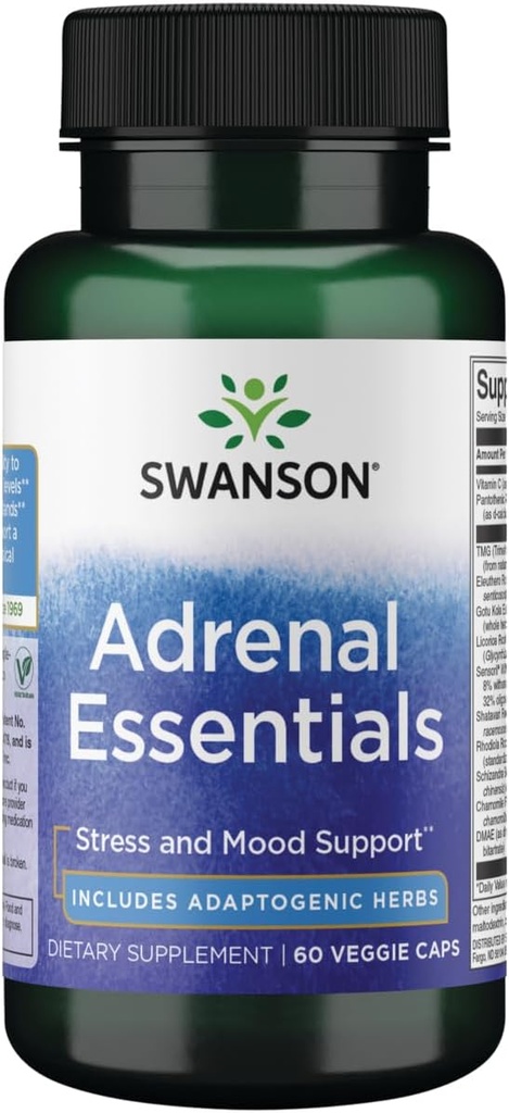 Swanson Adrenal Essentials 60 Veg Capsules