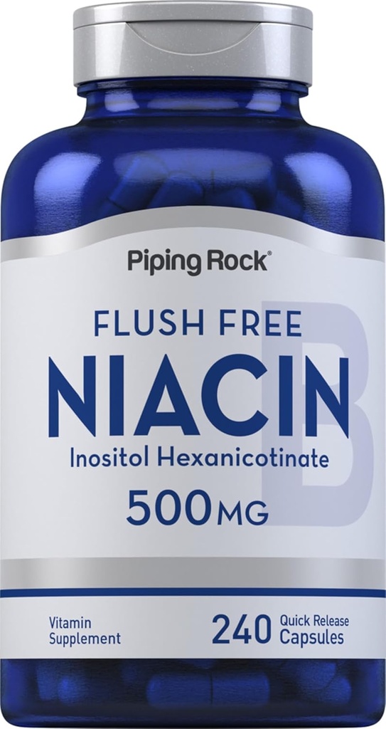 Piping Rock Niacin 500 mg | Flush Free | 240 Capsules | Vitamin B3 Supplement | Non-GMO, Gluten Free