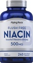 Piping Rock Niacin 500 mg | Flush Free | 240 Capsules | Vitamin B3 Supplement | Non-GMO, Gluten Free