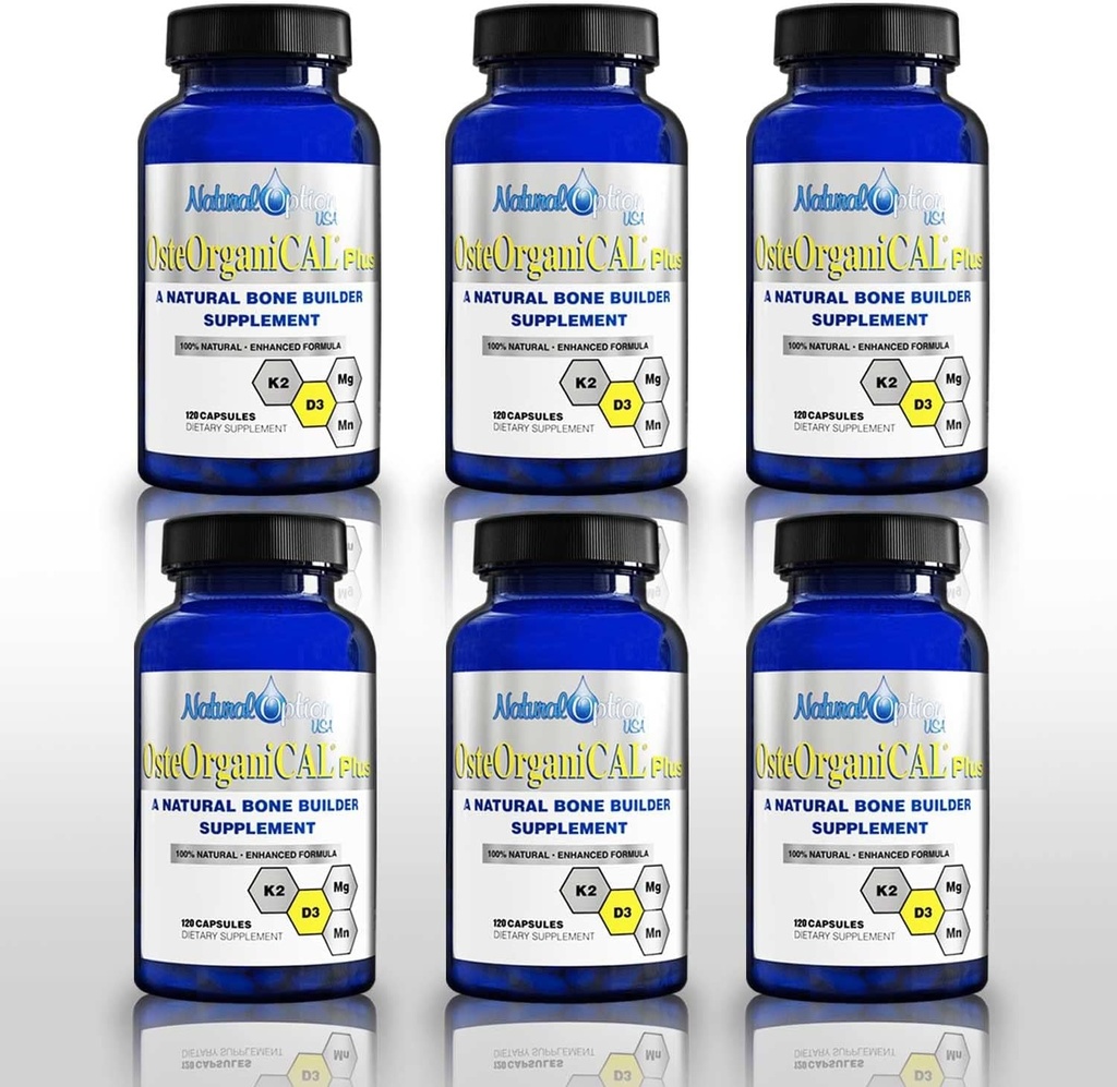 Plus - Organic Plant Base Source of Calcium Supplement with Vitamin D3, k2, Magnesium Glycinate and Manganese (720 Count) Pack of 6
