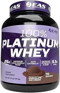 EAS Platinum 100% | 3 Ultra-Platinum Whey proteinleri | Boyut ve Güçlü | 25g proteini, 5.5g BCAAs | 5 Pound (Chocolate Ice Cream)