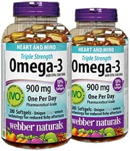 Webber Naturals Triple Strength Omega-3 900 mg 200 yumuşakgels x 2(2 Şişe)