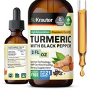 BIO KRAUTER Turmeric Supplement Tincture - 1200 mg Turmeric Curcumin with Black Pepper Extract - Alkol ve Şeker Free - Vegan Drops 2 Fl.Oz.