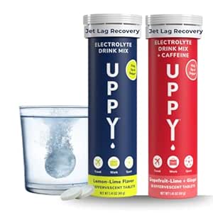Jet Lag Relief Kit: Travel Essential Bundle: 20 tablets, Lemon-Lime + Caffeine-Grapefruit for Travel, Sports, Party (Συσκευή 2 x 10)