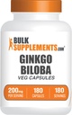 BulkSupplements.comginkgo Biloba Extract Capsules - Ginkgo Biloba Kaynaklanan Leaves, Herbal Supplement - Vegan, 1 Capsule per Service, Count 180 (Pack of 1)
