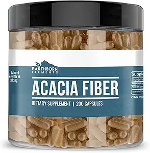 Earthborn Elements Acacia Fiber 200 Capsules, Pure & Undiled, No Wordss