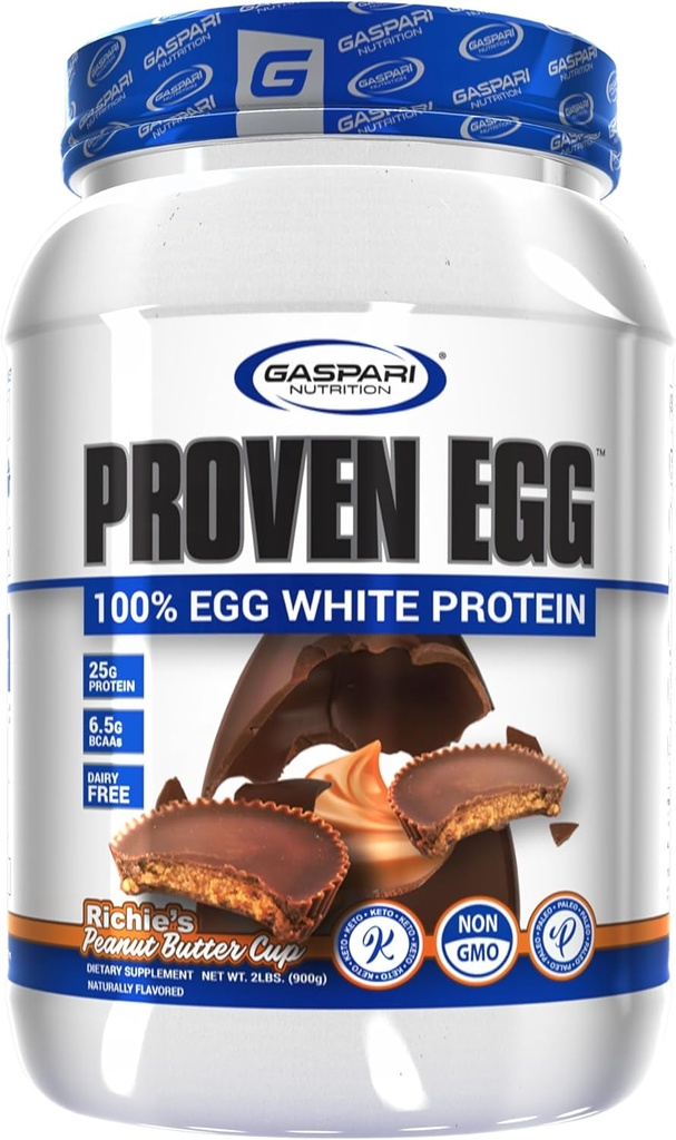 Gazpari Beslenme Proven Yumurta,% 100 Egg White protein, 25g protein, Keto Friendly, Dairy and Lactose Free, Soy Free (2 lbs, Peanut Butter Cup)