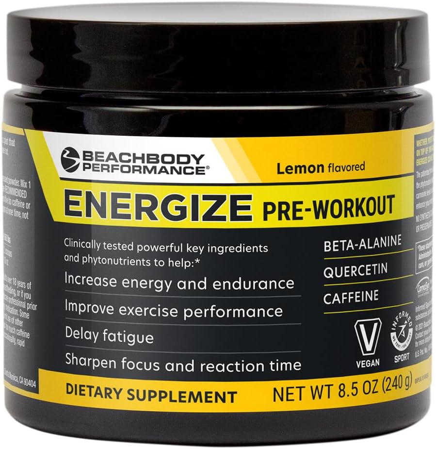 BODi Energize Pre Workout Toz - Beta-Alanine, Quercetin & Low-Dose Caffeine Formula Gelişen Enerji ve Odak, Enerji ve Endurance Supplement, Limon Flavored, 40 Hizmetler