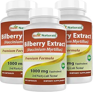 En İyi Doğallar Bilberry 1000 Mg 90 Capsules (90 Kont (Pack of 3))