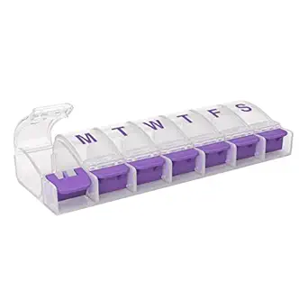 EZY DOSE Εβδομαδιαία (7-Ημέρα) Θήκη Χάπια, Ιατρική Planner, Βιταμινική Organizer Box, Medium Push-Button Διαμερίσματα, Βολικό και εύκολο στη χρήση, Χρώμα May Vary, BPA Δωρεάν