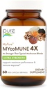 MycoMune 4X Organik Mushroom Supplement - Reishi, Lion's Mane, Cordyceps, Chaga, Shiitake, Maitake for Immune System, Combat Stress, Build Energy by Pure Essence - 60 Caps