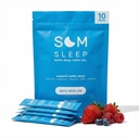 Som Sleep, Calm Sleep Powder Drink Mix, 3mg Μελατονίνη, Μαγνήσιο, Βιταμίνη Β6, L-Θεανίνη & GABA – Vegan, Zero Sugar, Keto Friendly – Berry, 10-Pack