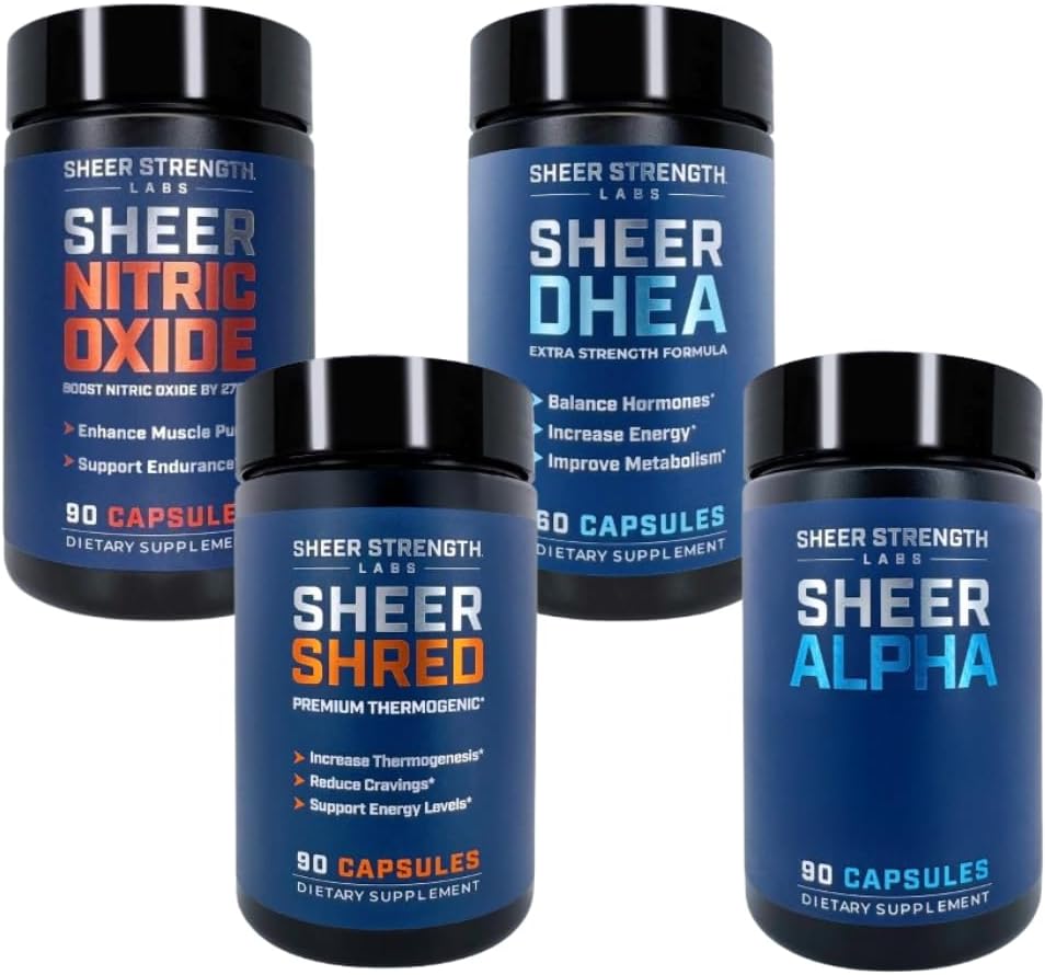 Sheer Ultimate Stack - Erkekler için DHEA 100 mg & Nitrik Çimento Supplement & Sheer DJed & Sheer Alpha