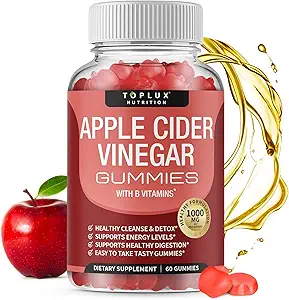 Toplux Μηλίτης μηλίτη Ξύδια - 1000mg ACV με B12, Beet Root, Ρόδι για το ανοσοποιητικό σύστημα, Detox & Cleanse, Gummy Εναλλακτική για κάψουλες μηλίτη μήλου, για άνδρες γυναίκες, 60 Gummies