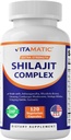 Vitamatic Shilajit Complex κάψουλες, Φτιαγμένα με Ashwagandha, Rhodiola, Ginseng, Cordyceps, Ginkgo, Νέτλ, Turmeric - 120 Veggie Κάψουλες - Extra Strength Shilajit Extra Extra Extra Strength Extract for Men & Women
