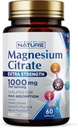 Μαγνήσιο Κιτρικό 1000mg - Max Απορρόφηση & Υψηλή Ικανότητα Magnesium Complex συμπλήρωμα για την καρδιά, τους μυς, το νεύρο, την υγεία των οστών & το στρες ανακούφιση - Μη-ΓΤΟ, Γλουτένη-ελεύθερο - 60 Vegan Κάψουλες