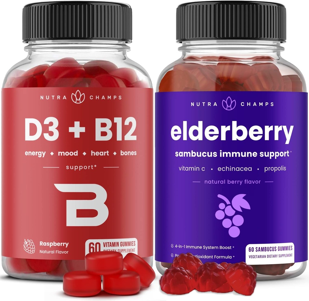NutraChamps Vitamin B12 Gummies ve Elder Gummies Sche