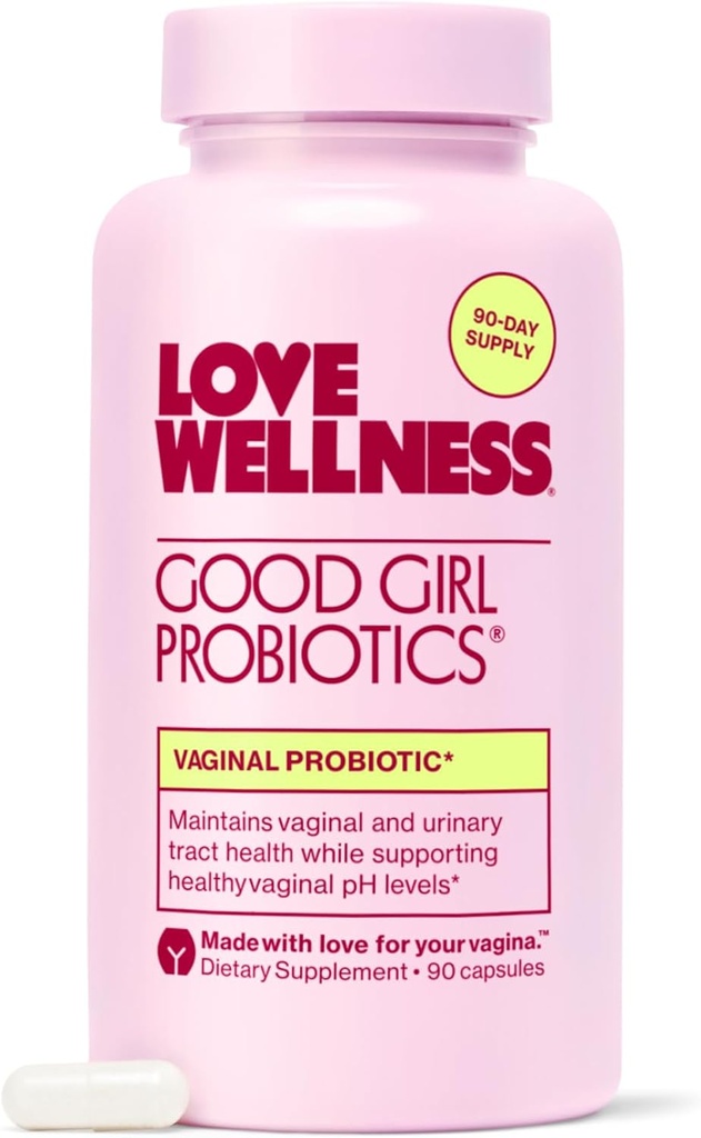 Love Wellness Good Girl Probiyotiks | Women's Vaginal Health & pH Balance Supplement | 9-Strain Probiyotik for Urinary Tract, Yeast, Odor & Immune Support | Gluten-Free | 90 CT, 90-Day Supply