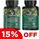 PlantFusion Vegan Calcium & D3 Bundle - Premium Plant Based Calcium 1000mg και D3 2000IU Συμπληρώματα για την ανάπτυξη των οστών, την πυκνότητα, και τη δύναμη & ανοσοποιητική υποστήριξη