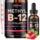 B12 Vitamini, B12 Vitamin 5000 mcg, B12 Vitamini Mekotik, B6, Enerji için Folate, Beyin, Kalp Sağlığı, Vegan Strawberry Flavor 2 Fl Oz