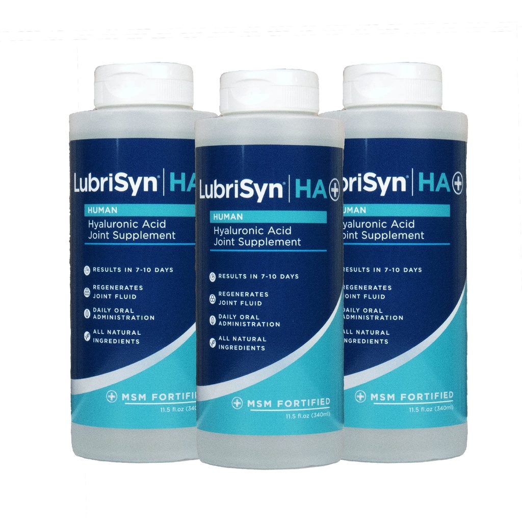 Lubrisyn Hyaluronic Acid Joint Supplement with MSM – Liquid HA Formula for Humans – Προωθεί την κοινή υποστήριξη, κινητικότητα, ευελιξία, ενυδάτωση και υγιή λειτουργία για άνδρες και γυναίκες – 3 x 11,5oz