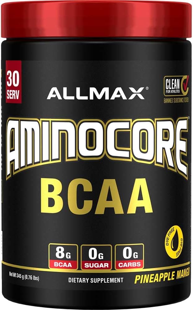 ALLMAX Beslenme AMINOCORE BCAA Toz, 8.18 Amino asit, Intra ve Post Workout Recovery Drink, Gluten Free, Pineapple Mango, 315 g